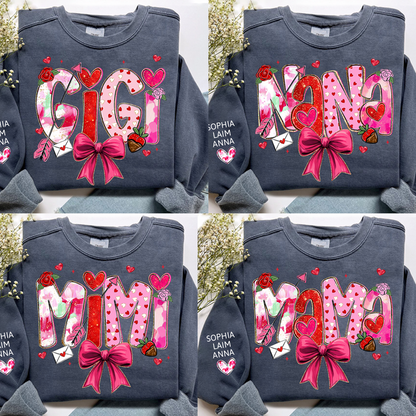 Mama Valentine Sweater, Personalized Heart and Arrow Printed Sweatshirt For Family Gift