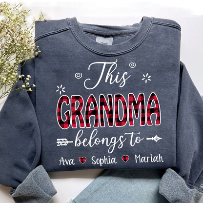Personalized This Grandma Belongs To Sweatshirt, Custom Print Names