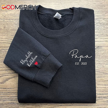 Personalized Embroidered Dad Hearts Sweatshirt