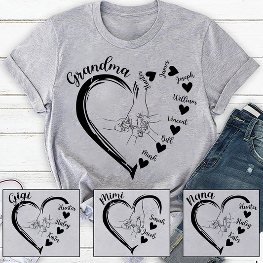 Grandma Heart Hands And Grandkids Mother's Day T-Shirt