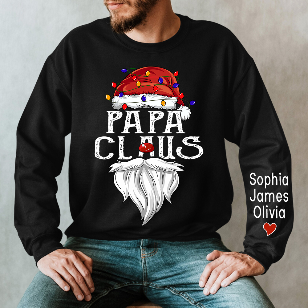 Personalize Merry Christmas Papa Claus, Dad Claus 2023 Gift Custom Name Kids Sweatshirt