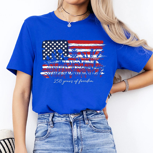 250 Years of Freedom Floral Tee, America 250 Shirt, Fourth of July Wildflower Top
