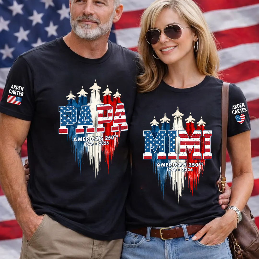 Personalized Dad Papa Grandpa American Flag Airplanes USA Fighter Jets, 1776 2026 Patriotic Jets, 4th Of July Military Aircraft, Memorial Day Gift