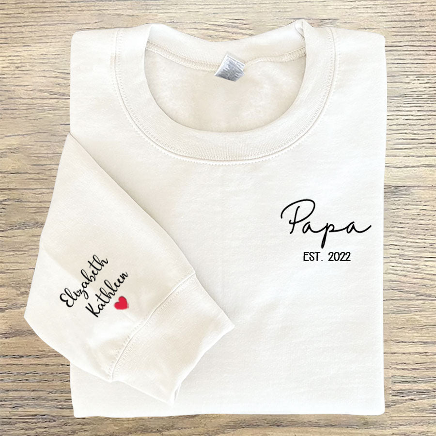 Personalized Embroidered Dad Hearts Sweatshirt