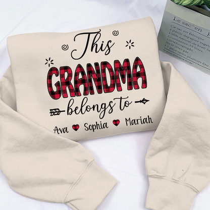 Personalized This Grandma Belongs To Sweatshirt, Custom Print Names