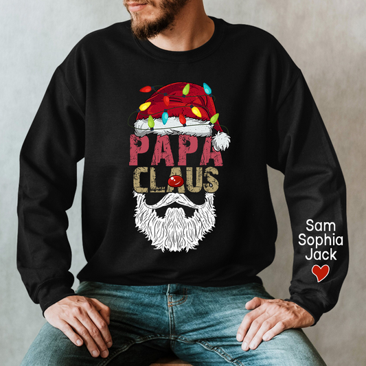Papa Claus Christmas 2023 Gift Custom Name Kids Sweatshirt