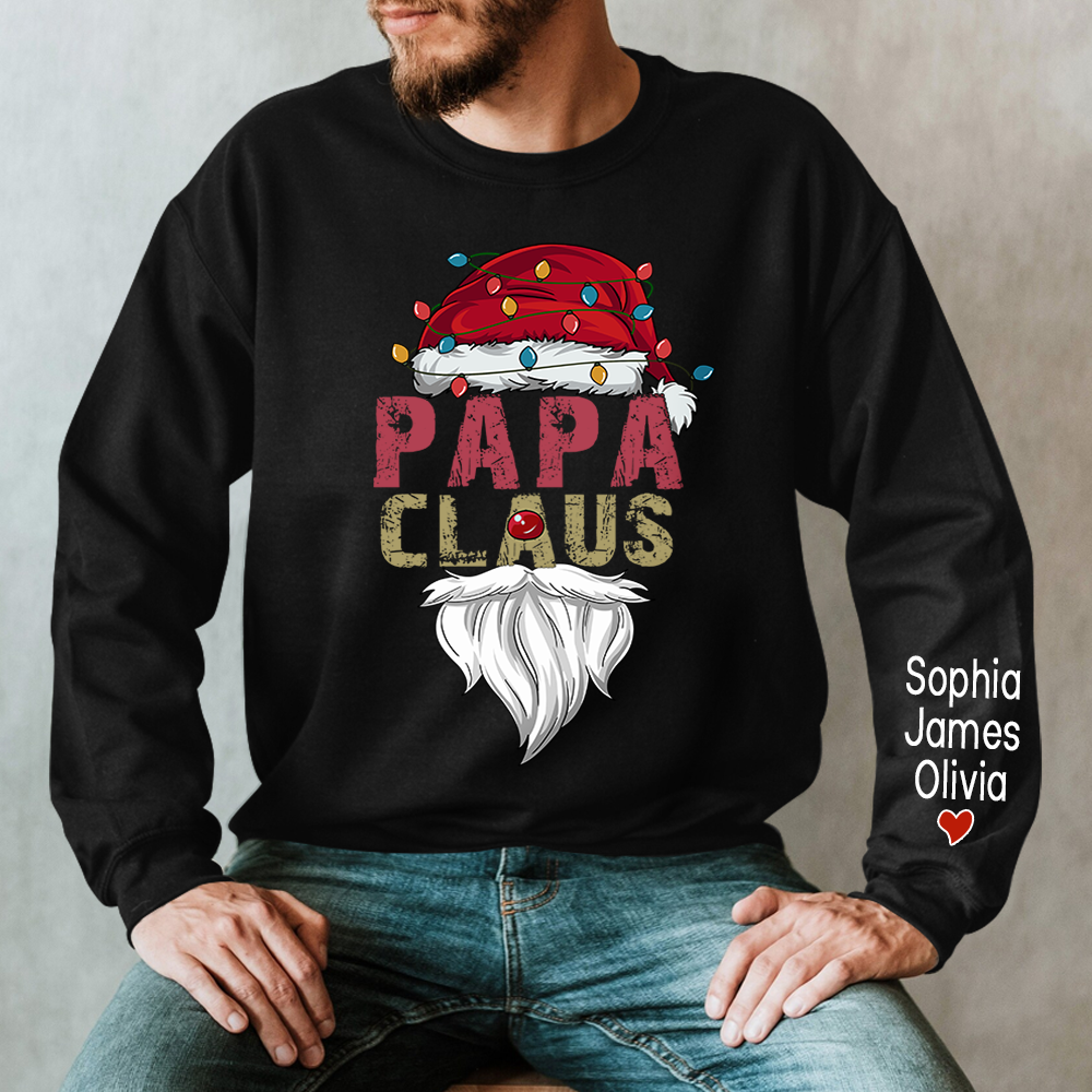 Merry Christmas Papa Claus, Dad Claus 2023 And Custom Name Kids Sweatshirt