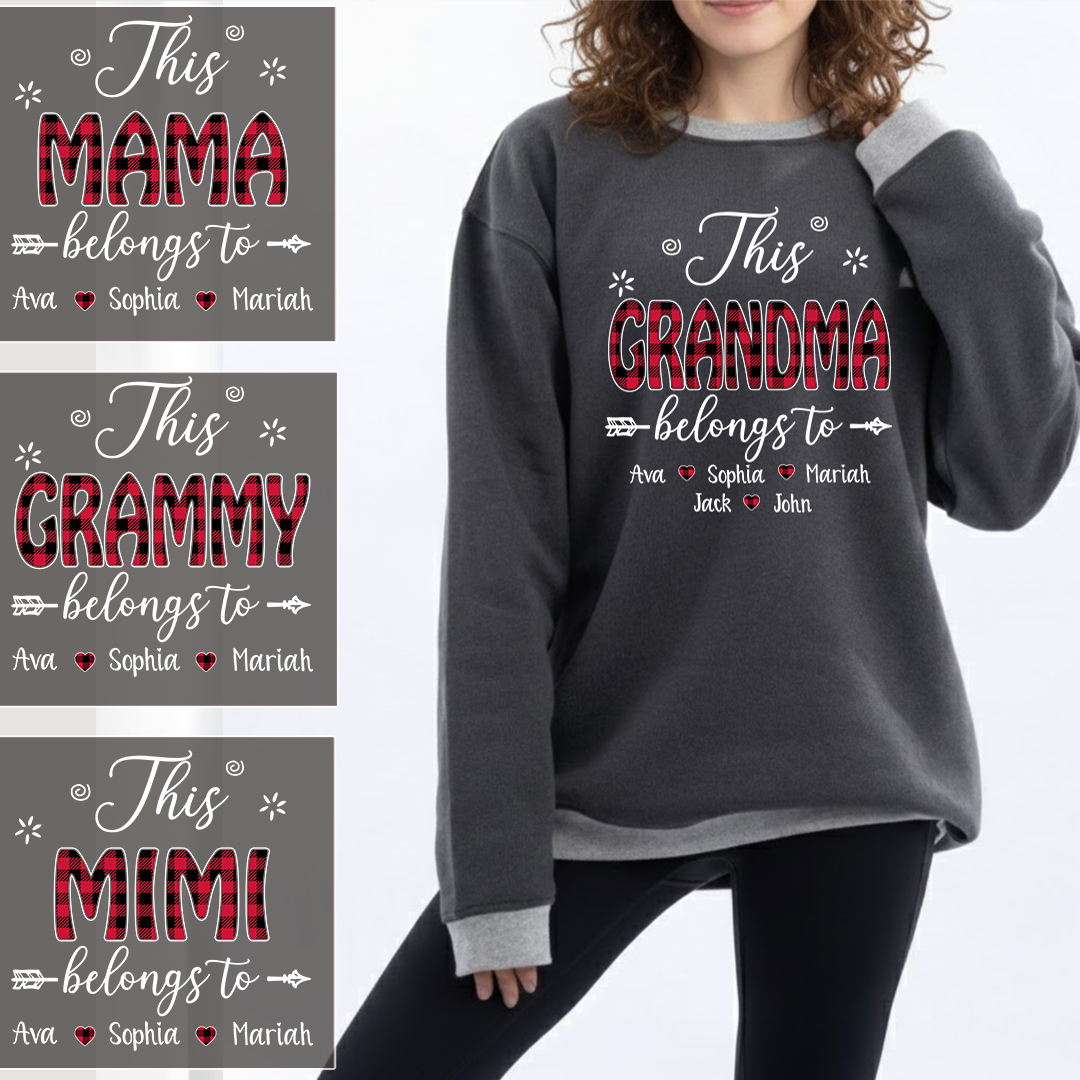 Personalized This Grandma Belongs To Sweatshirt with Kids’ Names – Custom Family Name Sweater for Grandma Mama Mimi Grammy – Cozy Holiday Gift