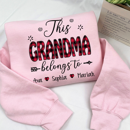 Personalized This Grandma Belongs To Sweatshirt, Custom Print Names