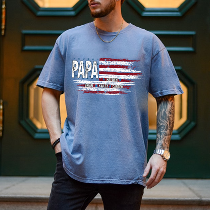 Comfort Colors® Father Day Shirt, Papa Ands Grandkids Flag American