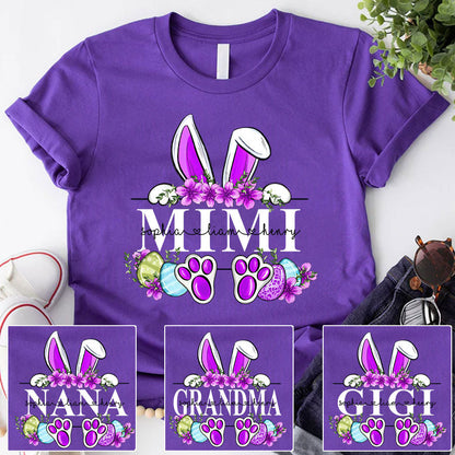 🐰🌸 Personalized Easter Bunny Name Shirt for Grandma, Mimi, Nana & More! 🐣💜