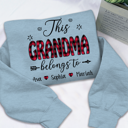 Personalized This Grandma Belongs To Sweatshirt, Custom Print Names