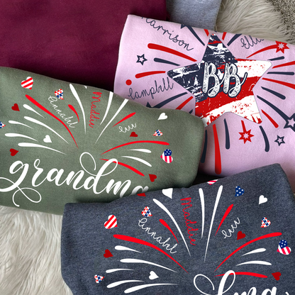 Firework America Flag Grandma And Kids