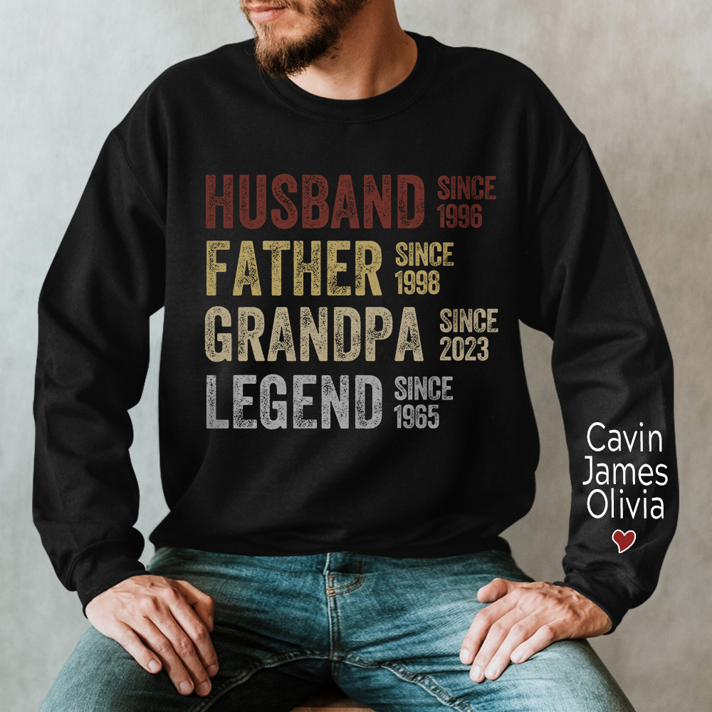 Personalized Dad Grandpa Husband Father Grandpa Legend 2023 And Custom Name Kids Sweatshirt