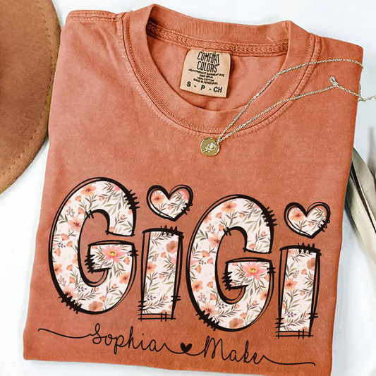 Comfort Colors Vintage Floral Gigi Shirt - Cute Grandma Gift, Trendy Flower Name Tee, Soft Retro Boho Style