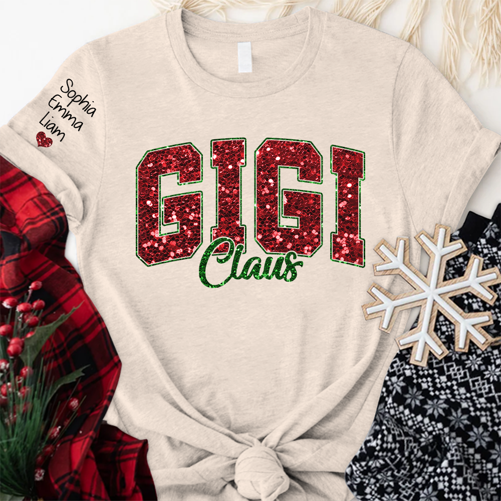 Custom Gigi Claus Christmas And Kids T-Shirt
