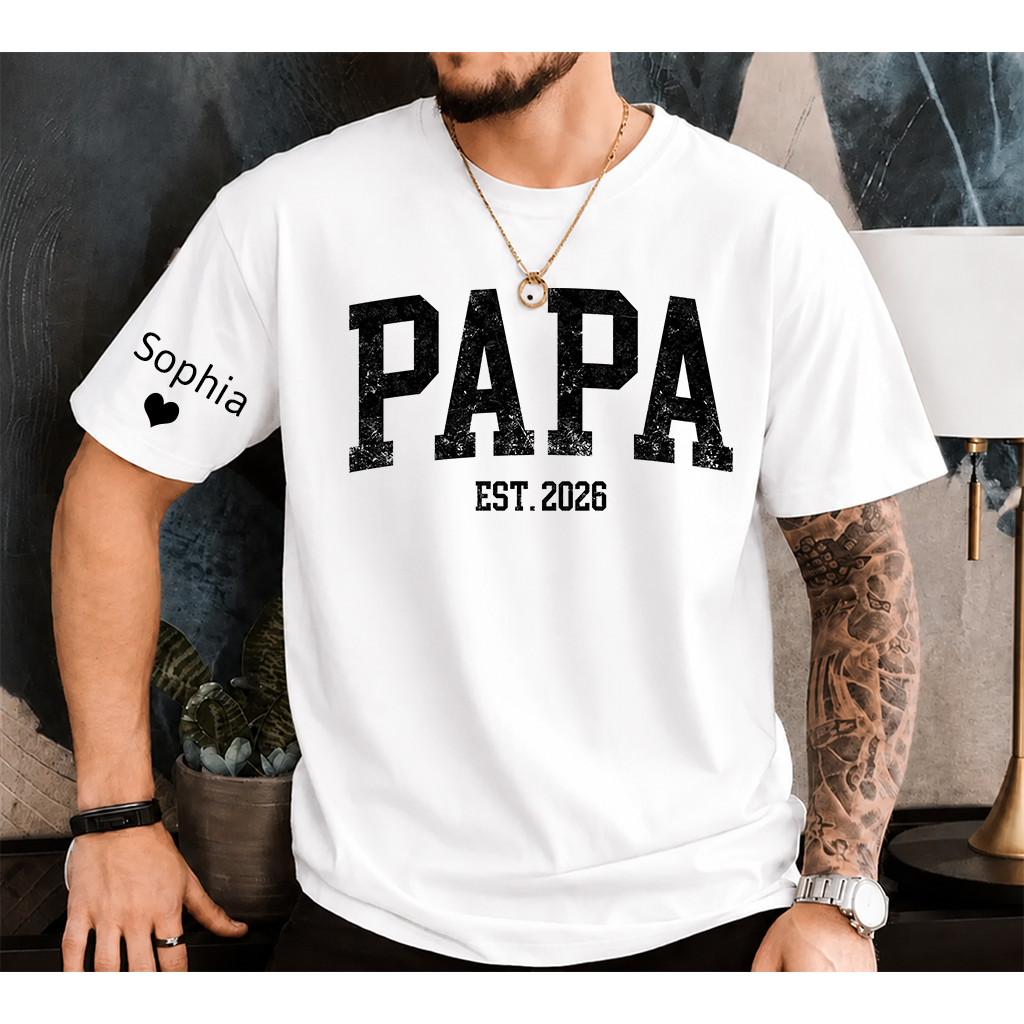 Papa T-Shirt – Personalized Name Custom Gift for Father Birthday Fathers Day