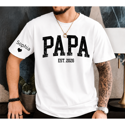 Papa T-Shirt – Personalized Name Custom Gift for Father Birthday Fathers Day