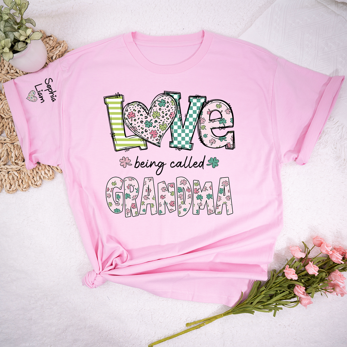 Love Being Called Grandma Shirt for Women, Custom Grandma Name Shirt, Floral Style Family T Shirt, Grandma Birthday or Holiday Gift