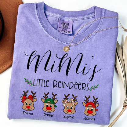 Comfort Colors® Personalized Mimi’s Little Reindeers Christmas Sweatshirt With Grandkids Names