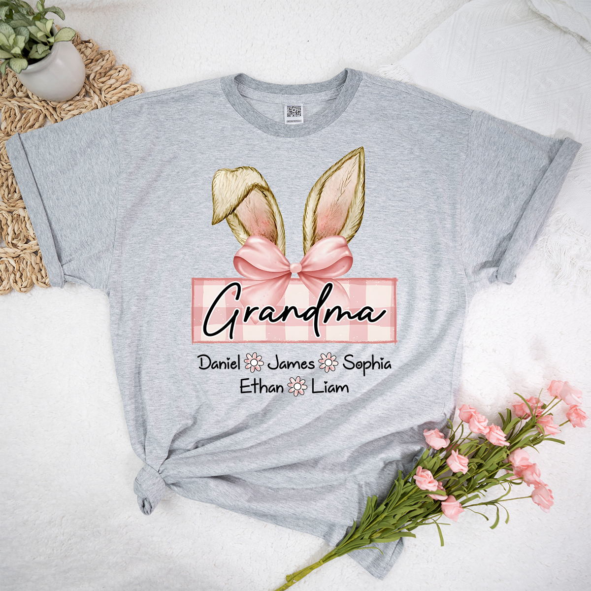 Custom Grandma Shirt For Easter, Bunny Grandma Shirt With Children Names