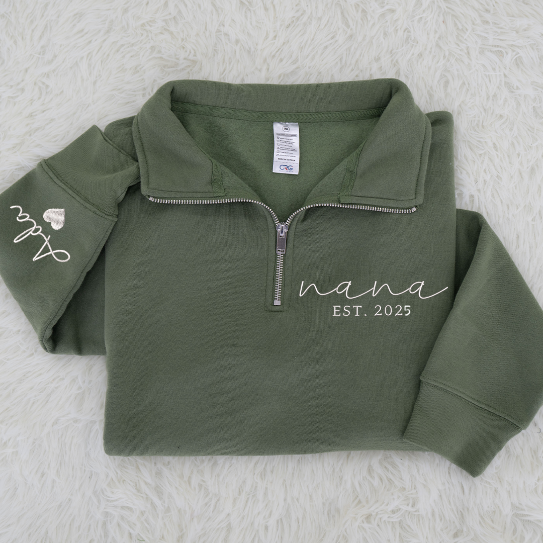 Personalized Hand Embroidered Nana Est Sweater, Warm Christmas Pullover, Unique Gift for Grandma and Family
