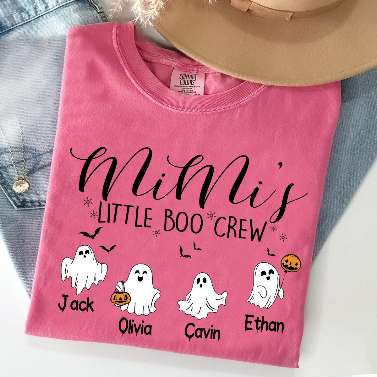 Comfort Colors® Custom Halloween Grandma Shirt, Grandma Boo Crew Shirt, Grandma's Bootiful Crew Shirt