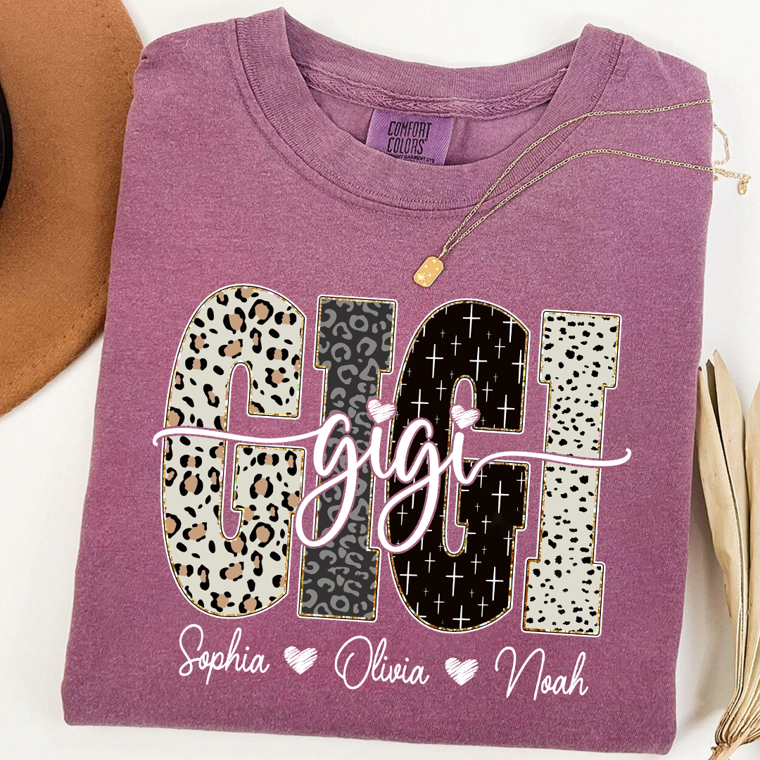Comfort Colors® T-Shirt Bible Style Design, Custom Gift For Gigi And Her Grandchildren