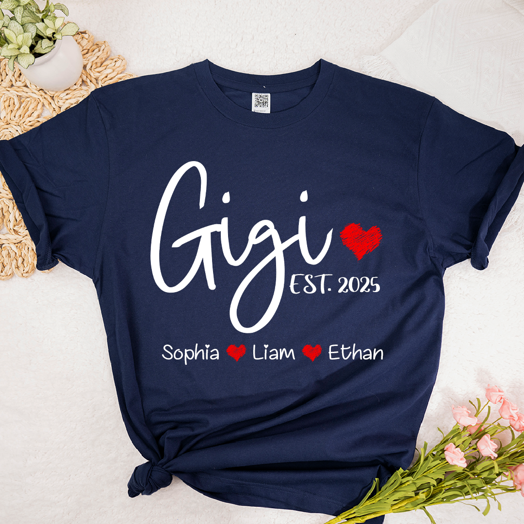 Personalized Gigi Est And Grandkids 2025 T-Shirt, Gift For Grandma