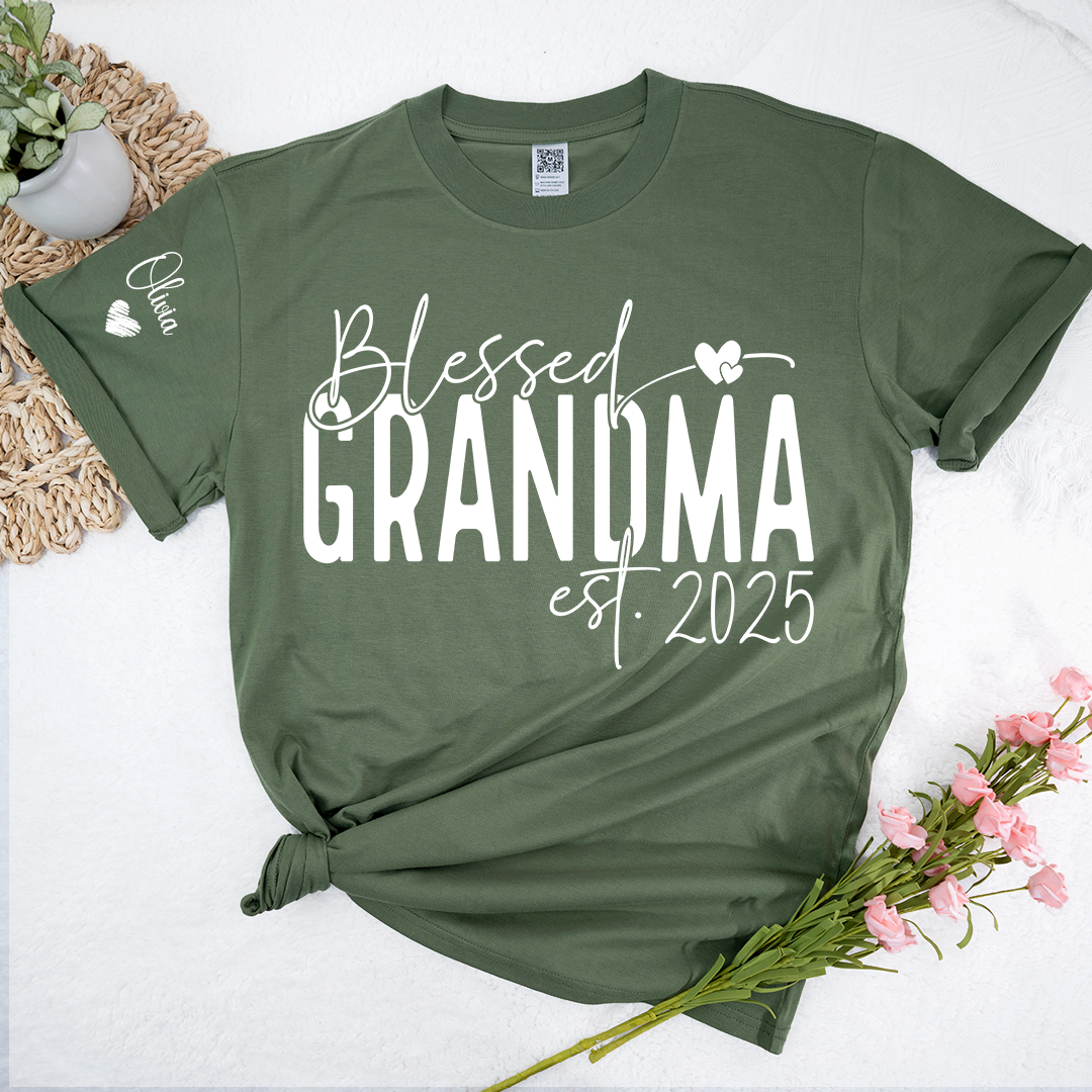 Blessed Grandma And Kids Custom T-Shirt 2025, Give Grandma