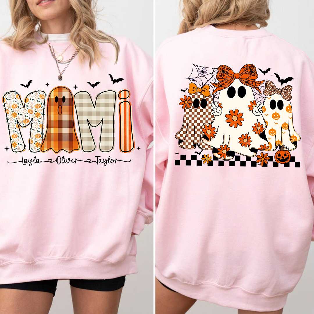 Personalized Naughty Halloween Flower Ghost, For Gift for Grandma and Kids