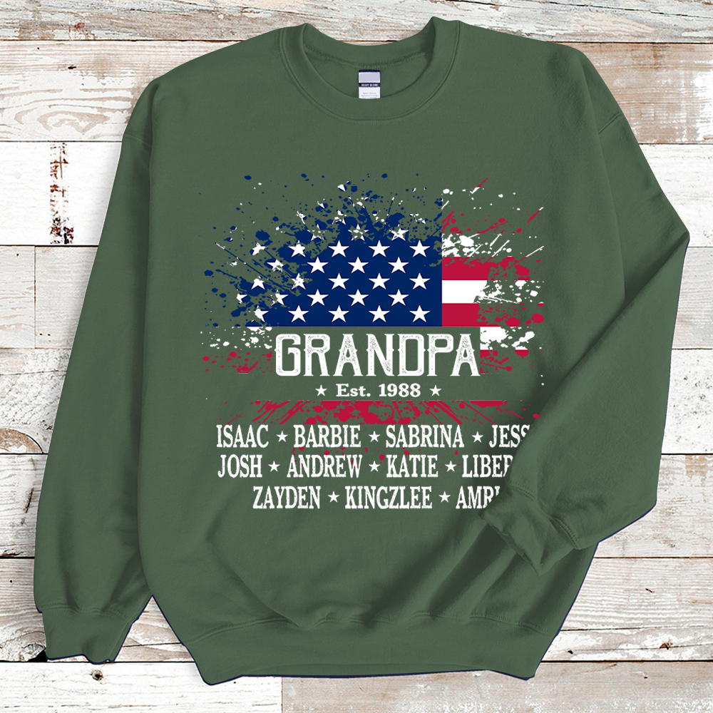 Grandpa Est Flag And Grandkids Sweatshirt