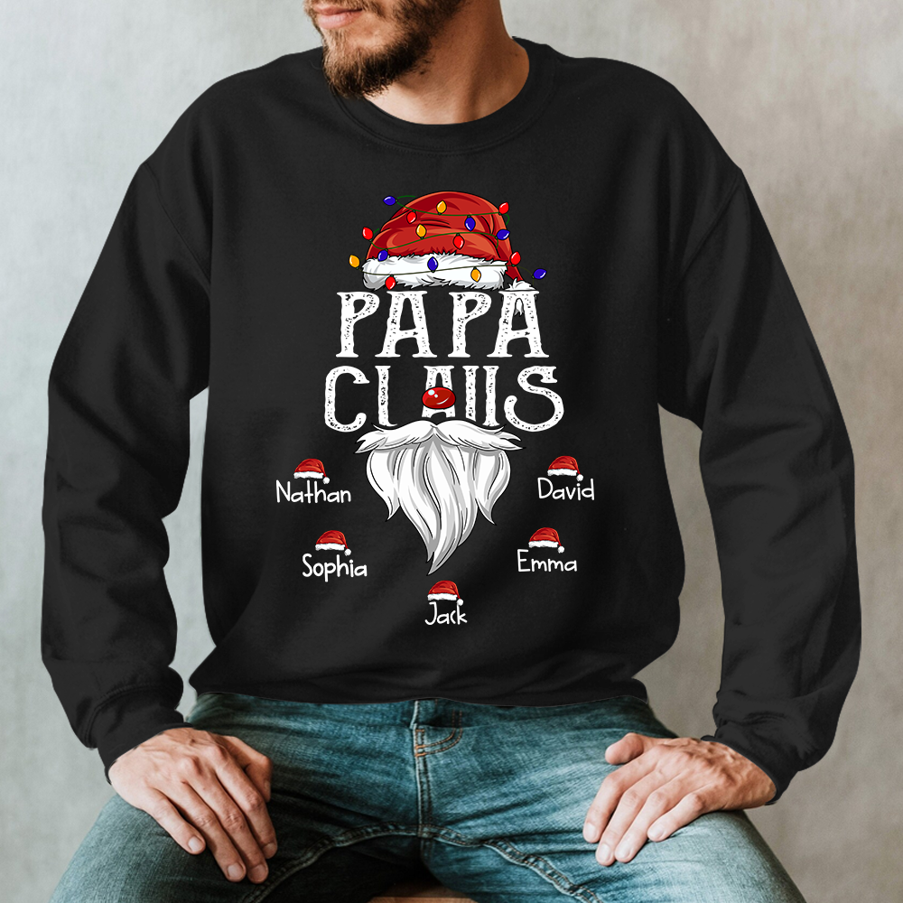 Hat Santa With Christmas Lights, Gift For Grandpa, Custom Give Papa And Kids Sweatshirt