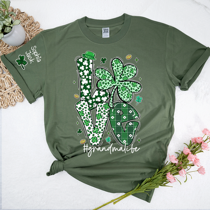 Love Grandma Life St. Patrick's Day t-shirt, I Love Being Called Nana family style spring t-shirt