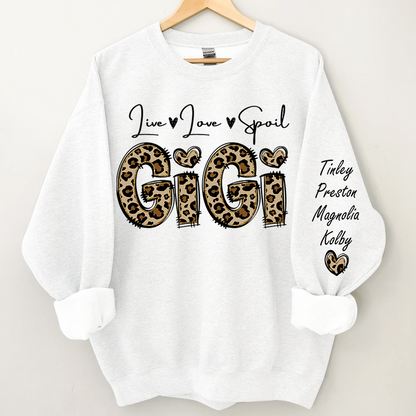 Personalized Live Love Spoil Gigi Sweatshirt, Custom Grandma And Kids Sweatshirt