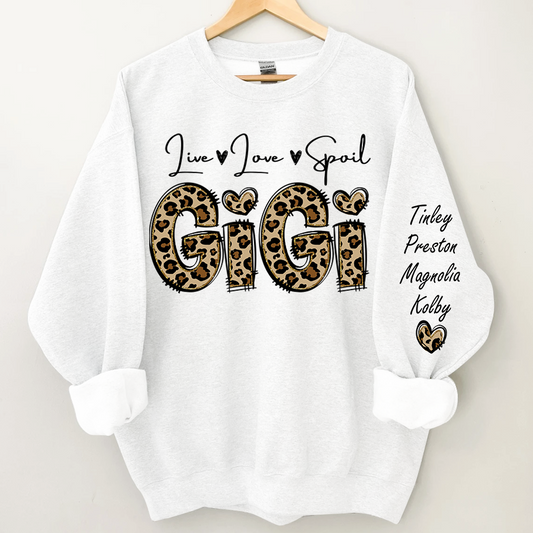 Personalized Live Love Spoil Gigi Sweatshirt, Custom Grandma And Kids Sweatshirt
