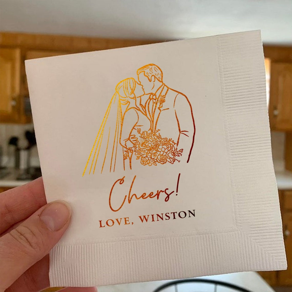 Wedding Personalized Couple Dinner Napkins, Custom Illustrated Wedding Napkins, Custom Napkins, Wedding Napkins, Engaged Napkins