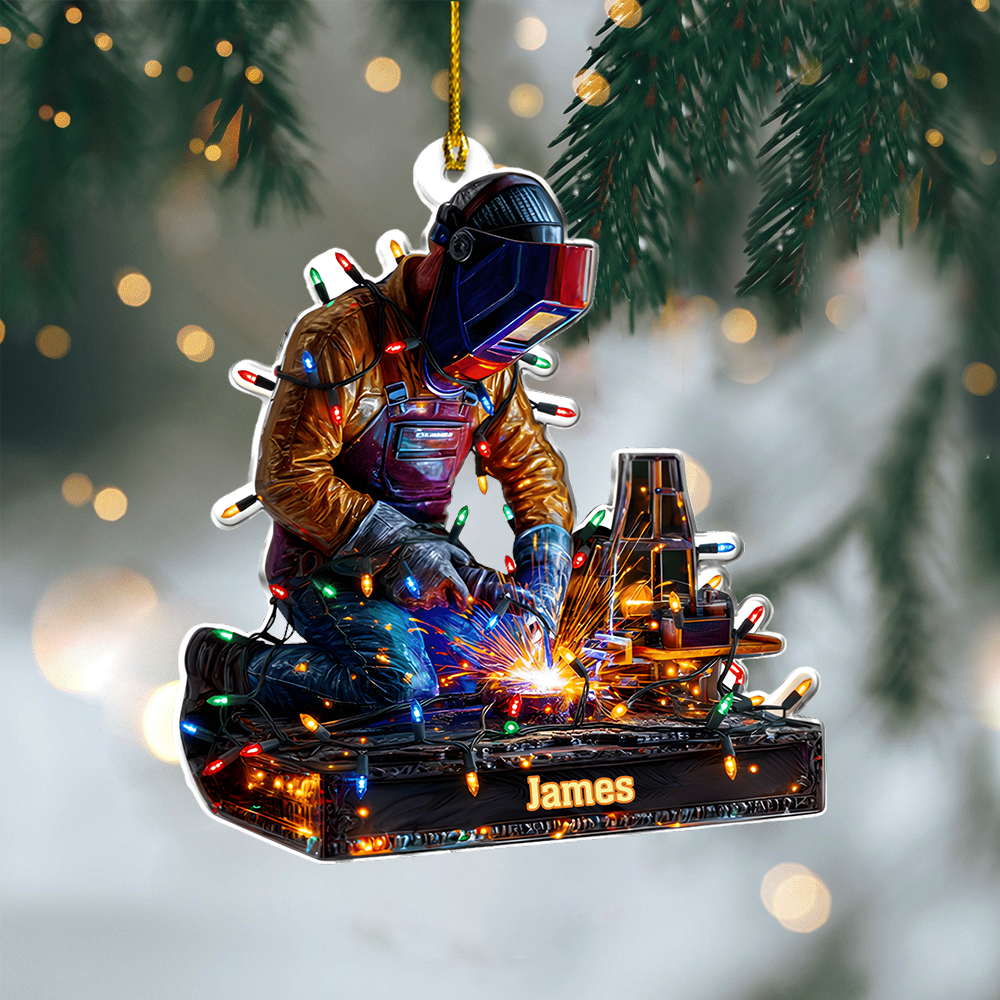 Personalized Welder Ornament 2025 – Custom Welding Ornament with Name, Christmas Gift for Metalworker or Machinist Ornament