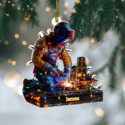 Personalized Welder Ornament 2025 – Custom Welding Ornament with Name, Christmas Gift for Metalworker or Machinist Ornament