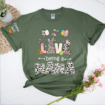 Love Being a Nana T Shirt, Cute Easter Bunny Family Shirt For Nana And Kids