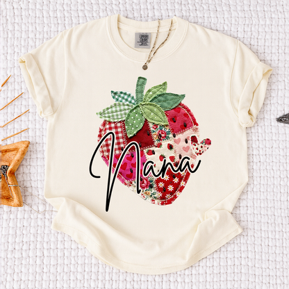 Comfort Colors® Customized Mimi Shirt with Names, Sweet Strawberry Spring Grandma Gift