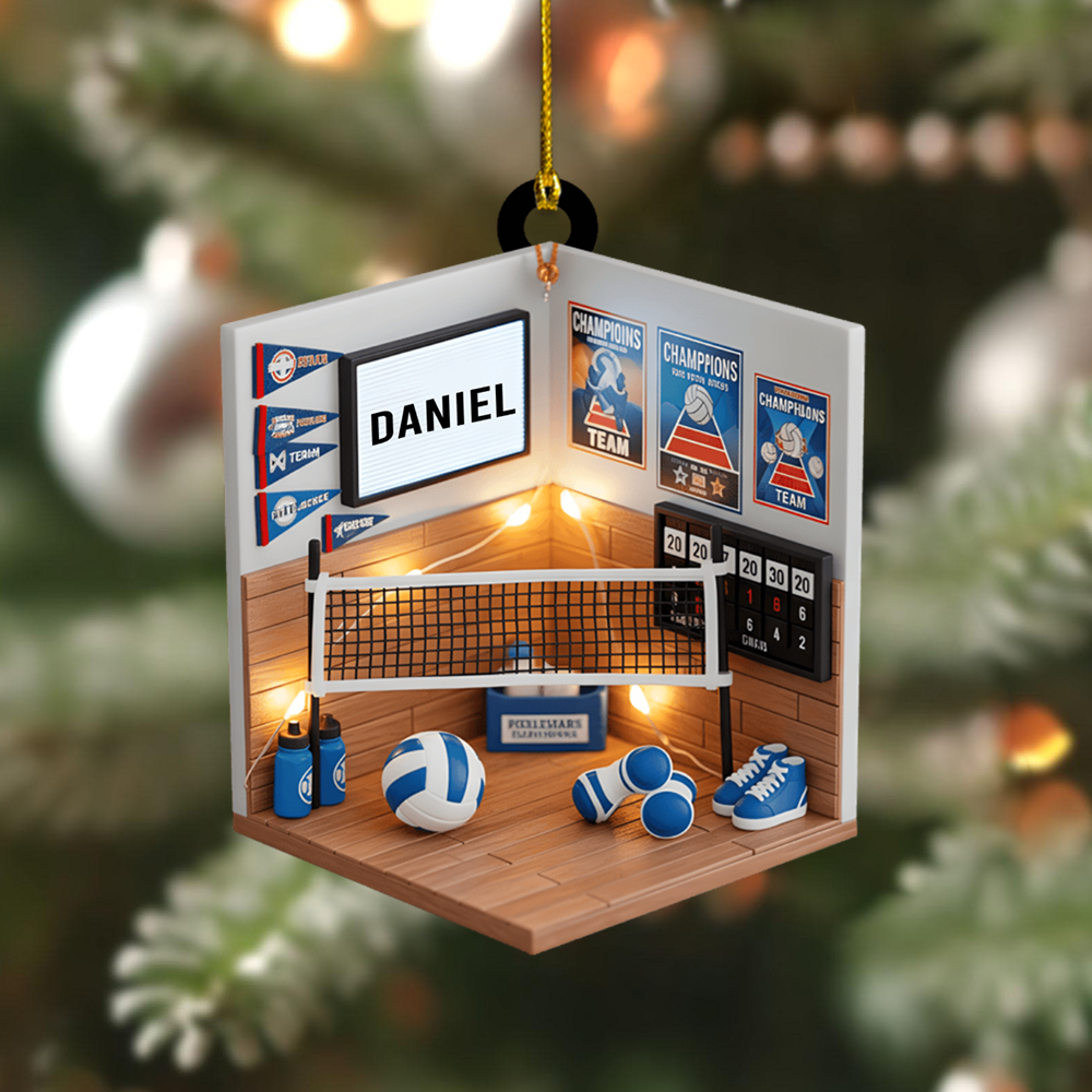 Personalized Volleyball Ornament 2025 – Custom Name Sports Room Christmas Decoration for Players and Coaches Ornament