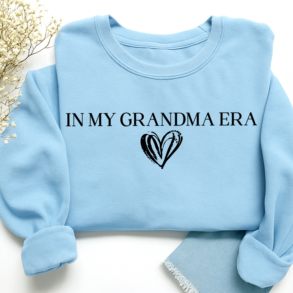 In My Grandma Era Sweatshirt, Cute Heart Graphic Tee for Grandma
