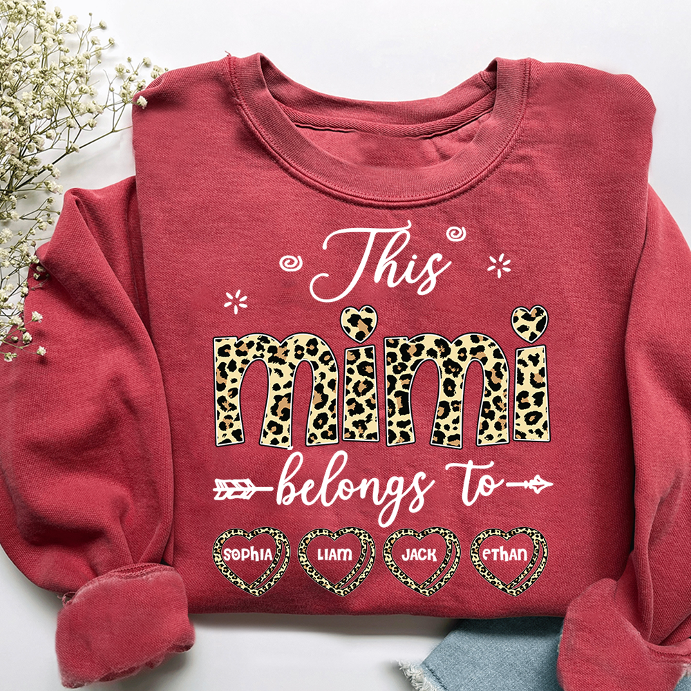 Personalized This Mimi Belongs To Sweatshirt, Custom Leopard Print Names
