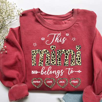 Personalized This Mimi Belongs To Sweatshirt, Custom Leopard Print Names