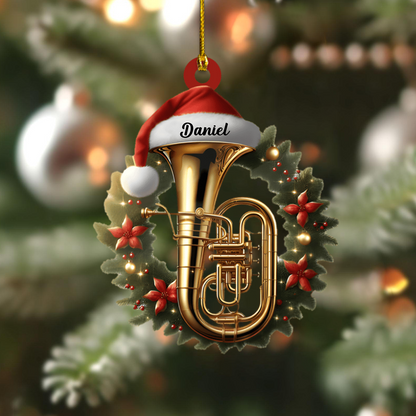 Personalized Tuba Ornament – Custom Name Brass Instrument Christmas Decoration for Musicians Ornament