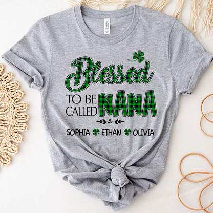 Personalized Nana Caro Green T-shirt, Blessed to Be Called Nana Patrick's Day  Gift for Grandma
