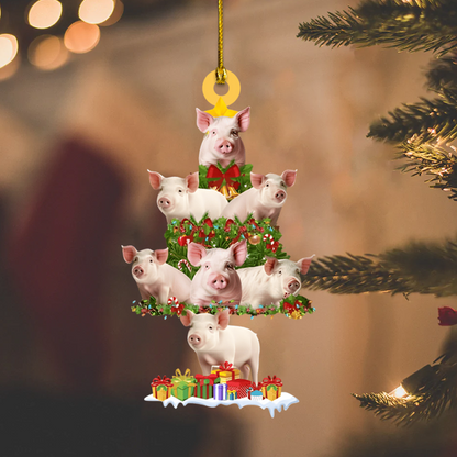 Personalized Cute Pig Christmas Tree Ornament 2025 – Farm Animal Holiday Decoration with Adorable Piglets Ornament