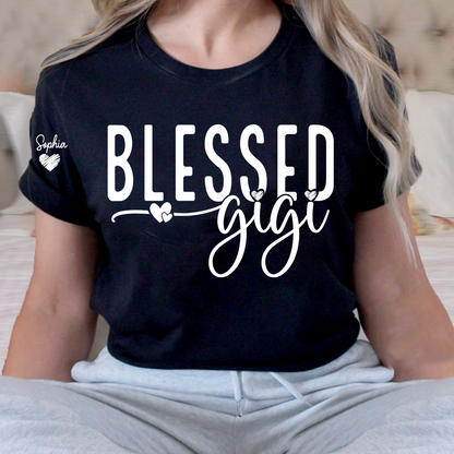 Personalized Blessed Gigi TShirt, Custom Name Tee For Grandma And Kids