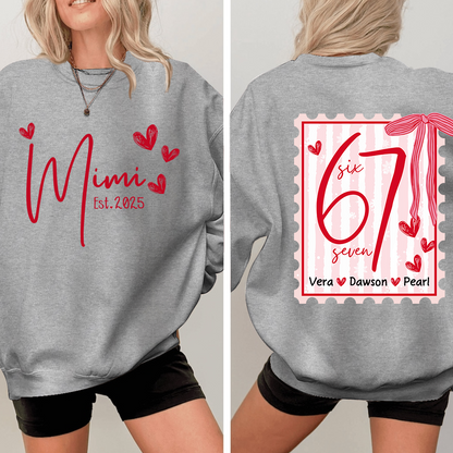 Personalized Mimi Est Sweatshirt, Custom Six Seven Back Print Gift